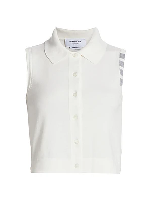 4 Bar Stripe Cotton Crop Shirt