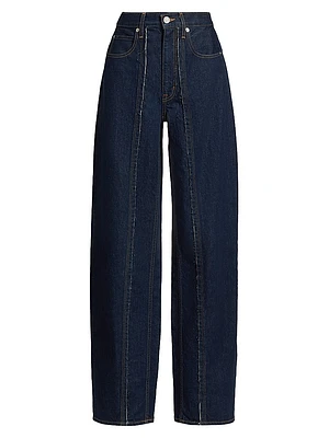 Cassie High-Rise Raw-Edge Seamed Barrel-Leg Jeans