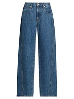 Tess Low-Rise Long Curved Seam Wide-Leg Jeans