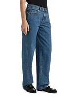 Tess Low-Rise Long Curved Seam Wide-Leg Jeans