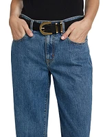 Tess Low-Rise Long Curved Seam Wide-Leg Jeans