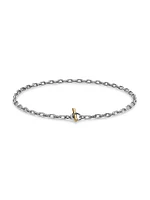 DY Madison Toggle Chain Necklace Sterling Silver and 18K Yellow Gold, 5.5MM