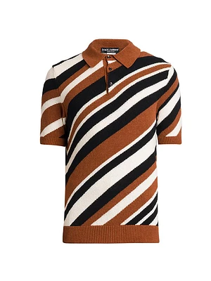 Diagonal Stripe Polo Sweater
