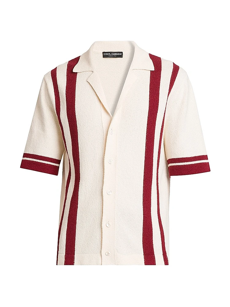 Striped Cotton-Blend Knit Slim-Fit Shirt
