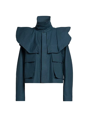 Cropped Cotton Trench Jacket