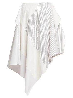 Asymmetric Cotton Midi-Skirt