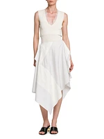 Asymmetric Cotton Midi-Skirt