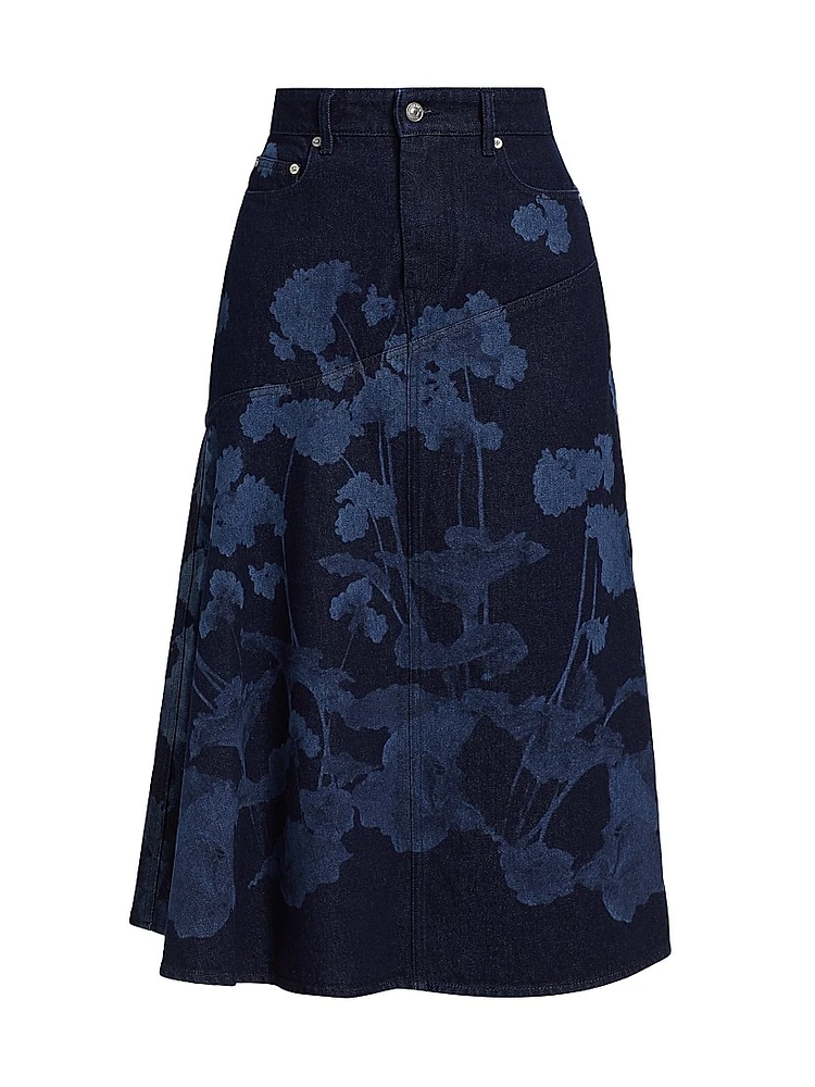 Floral Draped Midi-Skirt