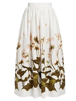 Gathered Floral Midi-Skirt