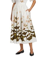 Gathered Floral Midi-Skirt