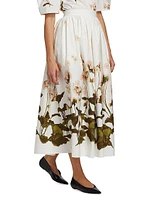 Gathered Floral Midi-Skirt