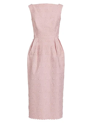 Jacquard Sleeveless Pencil Midi-Dress