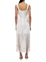 Darby Fringe Hem Cord Midi-Dress