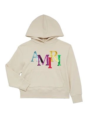 Little Girl's & Sequined Staggered Logo Hoodie