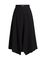 Wool-Blend Asymmetric Midi-Skirt