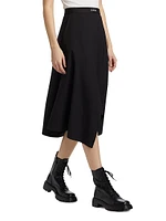 Wool-Blend Asymmetric Midi-Skirt