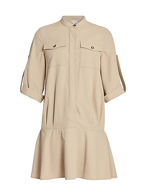 Cotton Leather-Trim Minidress