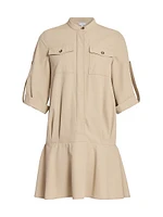 Cotton Leather-Trim Minidress