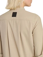 Cotton Leather-Trim Minidress