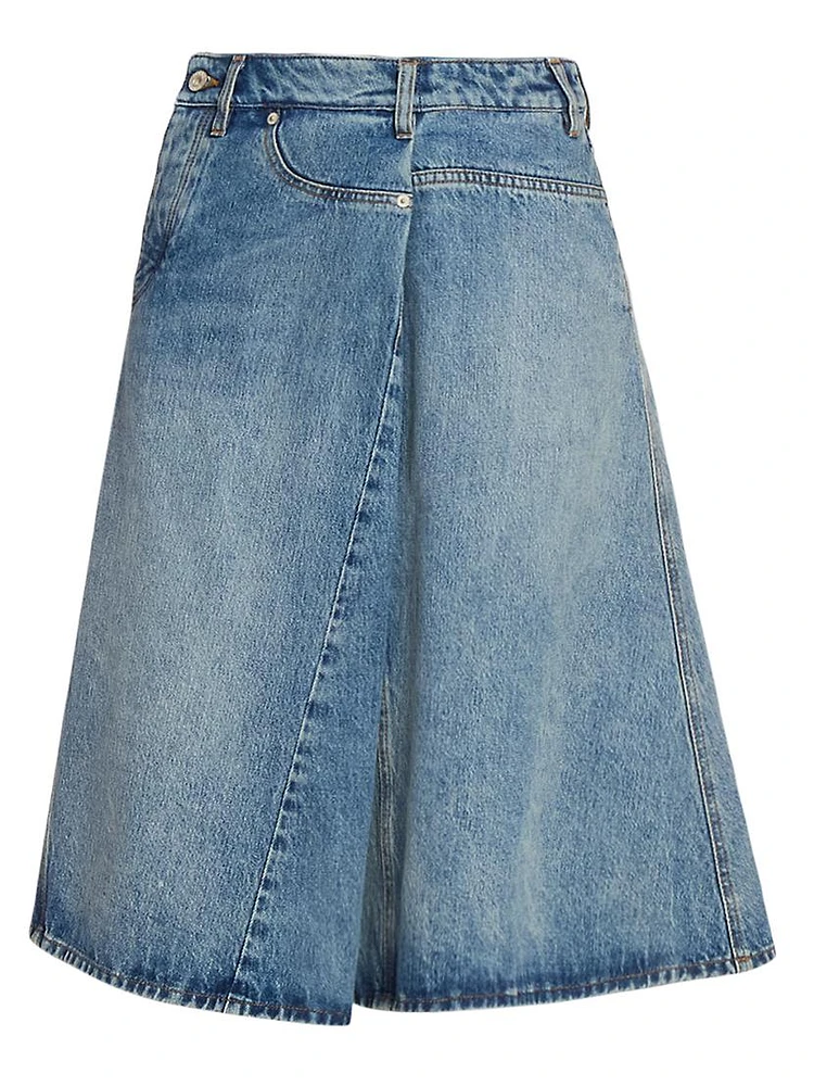 Deconstructed Denim Midi-Skirt