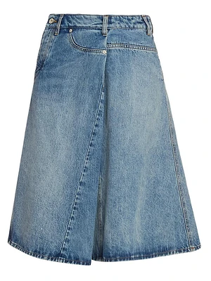 Deconstructed Denim Midi-Skirt