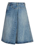 Deconstructed Denim Midi-Skirt