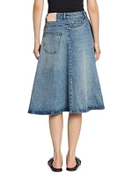 Deconstructed Denim Midi-Skirt
