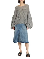 Deconstructed Denim Midi-Skirt