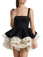Catalina Ruffled Satin Minidress
