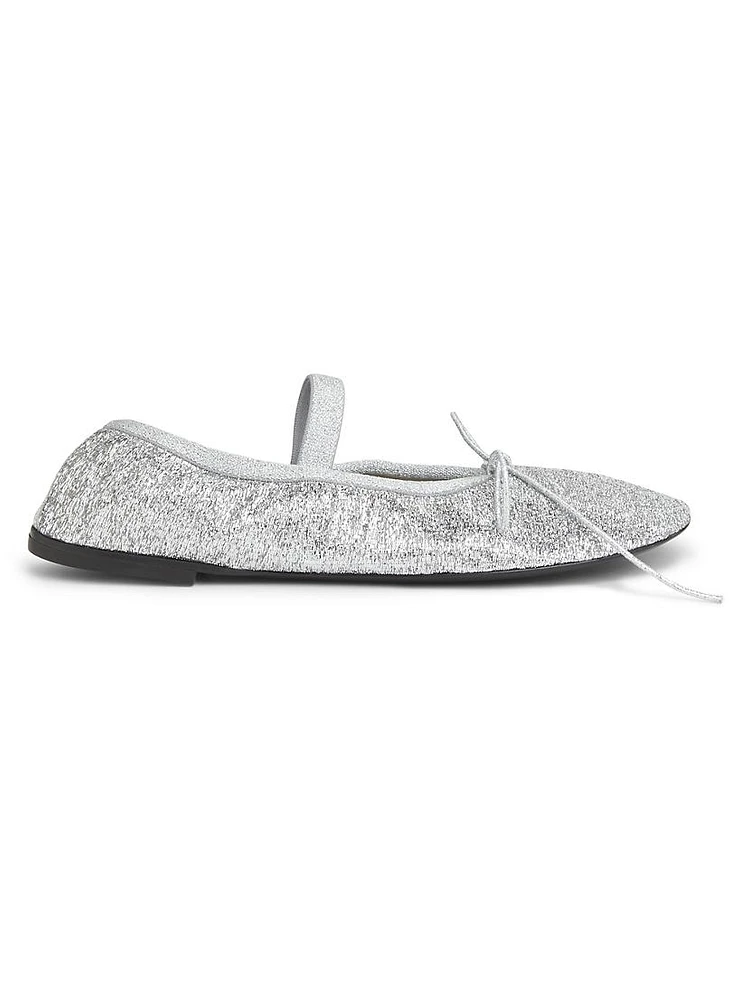 Glove Mary Jane Metallic Mesh Ballet Flats