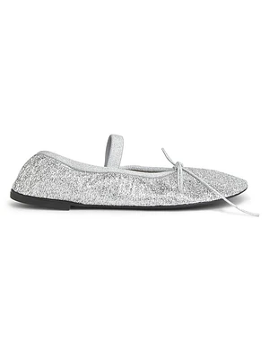 Glove Mary Jane Metallic Mesh Ballet Flats
