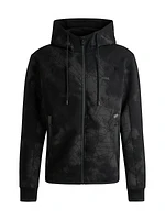 Zip-Up Hoodie with Decorative Reflective Artwork