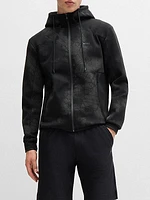 Zip-Up Hoodie with Decorative Reflective Artwork