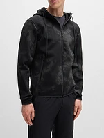 Zip-Up Hoodie with Decorative Reflective Artwork