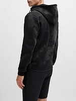 Zip-Up Hoodie with Decorative Reflective Artwork