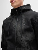 Zip-Up Hoodie with Decorative Reflective Artwork