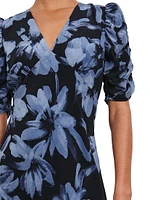 Zariah Short Sleeve Floral A-Line Midi-Dress