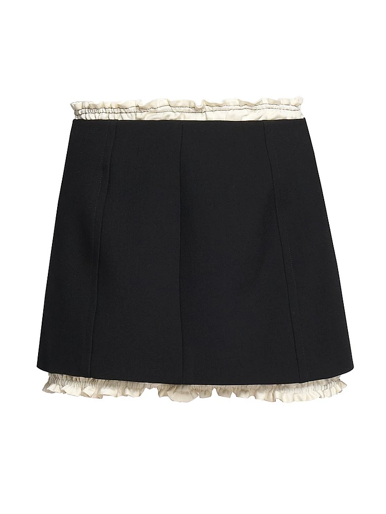 Ruched Wool-Blend Miniskirt
