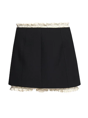 Ruched Wool-Blend Miniskirt