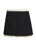 Ruched Wool-Blend Miniskirt