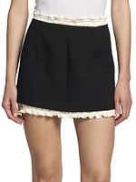 Ruched Wool-Blend Miniskirt