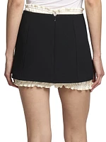 Ruched Wool-Blend Miniskirt