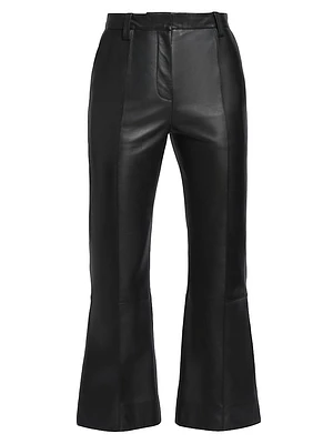 Leather Cropped Flare Pants