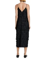 Fringed V-Neck Midi-Slipdress