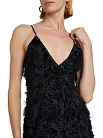 Fringed V-Neck Midi-Slipdress