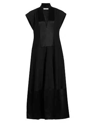 Stretch-Wool Bubble Maxi Dress