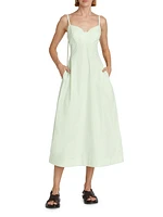 Cotton Poplin Bustier Midi-Dress