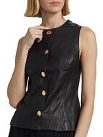 Stretch Pongé Button-Front Top