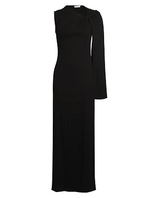 Twist Cape Cotton Maxi Dress