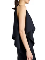 Elena Wool Gabardine Draped Midi-Dress